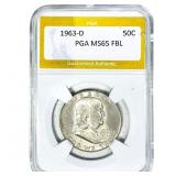 1963-D Franklin Half Dollar PGA MS65 FBL