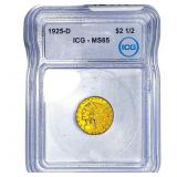 1925-D $2.50 Gold Quarter Eagle ICG MS65