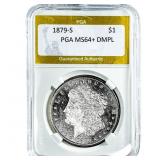 1879-S Morgan Silver Dollar PGA MS64+ DMPL