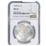 1878-CC Morgan Silver Dollar NGC MS63