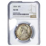 1834 Capped Bust Half Dollar NGC AU58
