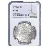 1885-CC Morgan Silver Dollar NGC MS63