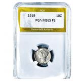 1919 Mercury Silver Dime PGA MS65 FB