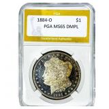1884-O Morgan Silver Dollar PGA MS65 DMPL