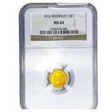 1916 McKinley Rare Gold Dollar NGC MS64