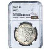 1889-S Morgan Silver Dollar NGC AU55