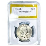 1963-D Franklin Half Dollar PGA MS65 FBL