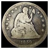1859 Silver Seated Liberty Quarter NICELY  CIRCUL