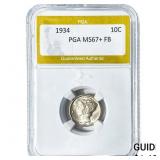 1934 Mercury Silver Dime PGA MS67+ FB