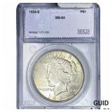 1934-S Silver Peace Dollar SEGS MS64