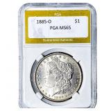 1885-O Morgan Silver Dollar PGA MS65