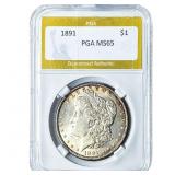 1891 Morgan Silver Dollar PGA MS65