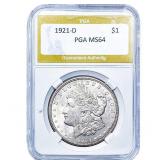 1921-D Morgan Silver Dollar PGA MS64
