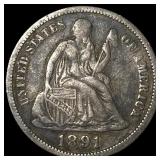 1891 Silver Seated Liberty Dime NICELY  CIRCULATE