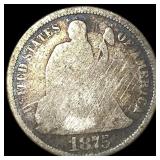1875-CC Silver Seated Liberty Dime LIGHTLY  CIRCU