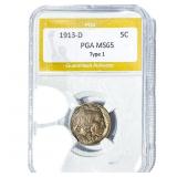 1913-D Buffalo Nickel PGA MS65 Type 1