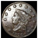 1822 Coronet Head Large Cent CLOSELY  UNCIRCULATE
