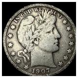 1907 Silver Barber Half Dollar LIGHTLY  CIRCULATE