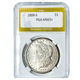 1888-S Morgan Silver Dollar PGA MS63+