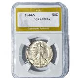 1944-S Walking Liberty Half Dollar PGA MS66+