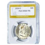 1954-D Franklin Half Dollar PGA MS66 FBL
