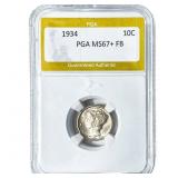 1934 Mercury Silver Dime PGA MS67+ FB