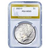 1923-S Silver Peace Dollar PGA MS65