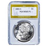 1881-S Morgan Silver Dollar PGA MS65 PL