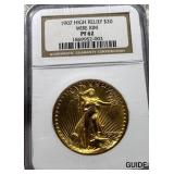 1907 Gold $20 Double Eagle HR Wire Rim NGC PF62