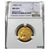 1908-D Gold $5 Half Eagle NGC MS64+