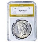 1922-S Silver Peace Dollar PGA MS66