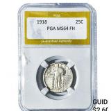 1918 Standing Liberty Quarter PGA MS64 FH