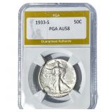 1933-S Walking Liberty Half Dollar PGA AU58