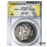 1890-CC Morgan Silver Dollar ANACS VF20 VAM-4