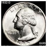 1932-D Washington Silver Quarter GEM BU +