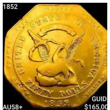 1852 900 $50 US Assay California Gold CHOICE AU+