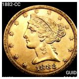 1882-CC $5 Gold Half Eagle CHOICE AU