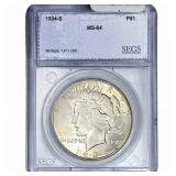 1934-S Silver Peace Dollar SEGS MS64