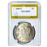1884-O Morgan Silver Dollar PGA MS65