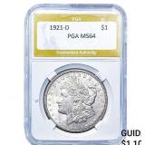 1921-D Morgan Silver Dollar PGA MS64