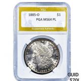1885-O Morgan Silver Dollar PGA MS64 PL