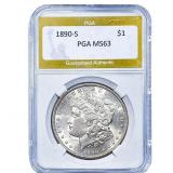 1890-S Morgan Silver Dollar PGA MS63