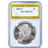 1883-O Morgan Silver Dollar PGA MS63 PL