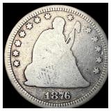 1876-CC Silver Seated Liberty Quarter NICELY  CIR