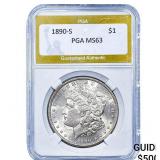 1890-S Morgan Silver Dollar PGA MS63