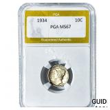 1934 Mercury Silver Dime PGA MS67