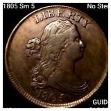 1805 Sm 5 No Stem Draped Bust Half Cent UNCIRCULAT