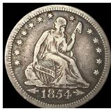 1854-O Silver Seated Liberty Quarter ABOUT  UNCIR