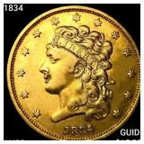 1834 $5 Gold Half Eagle CHOICE AU