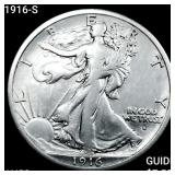 1916-S Walking Liberty Half Dollar CLOSELY UNCIRCU